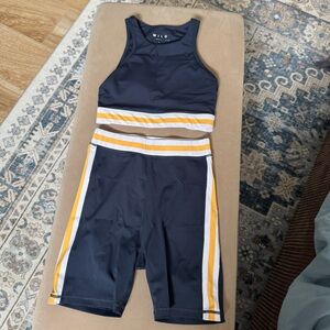 Navy and Yellow Striped Athletic Set